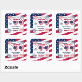 7月4日ハートサングラスアメリカパーティー スクエアシール (シート)