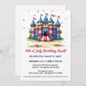 7月4日バウンスハウス誕生日招待状 招待状 (正面/裏面)