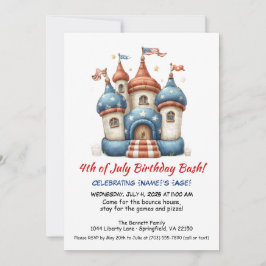 7月4日バウンスハウス誕生日招待状 招待状
