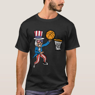 7月4日バスケットボールおじさんサム・アメリカ男性ボーイズ Tシャツ