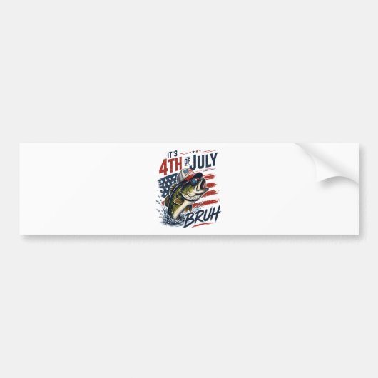 7月4日バス釣り大好き バンパーステッカー (正面)