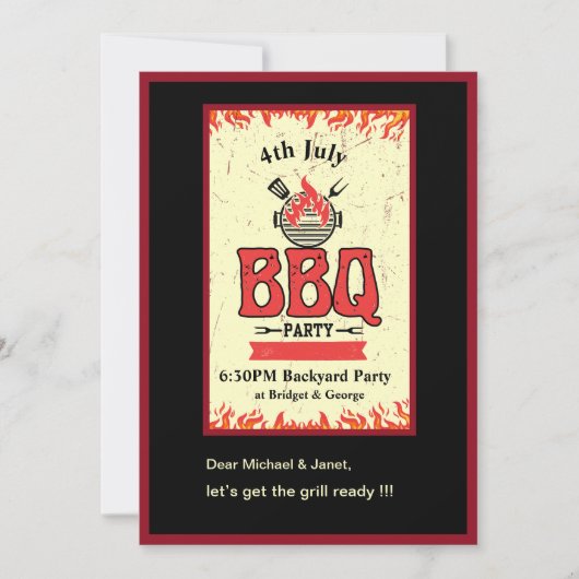 7月4日バックヤードbbqパーティー 招待状 (正面)