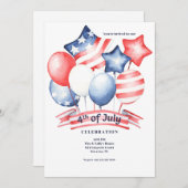 7月4日バルーン招待状 招待状 (正面/裏面)