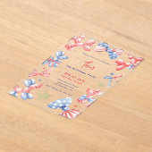 7月4日バルーン男の赤ちゃん1日パーティー アクリル招待状 (レイダウン)