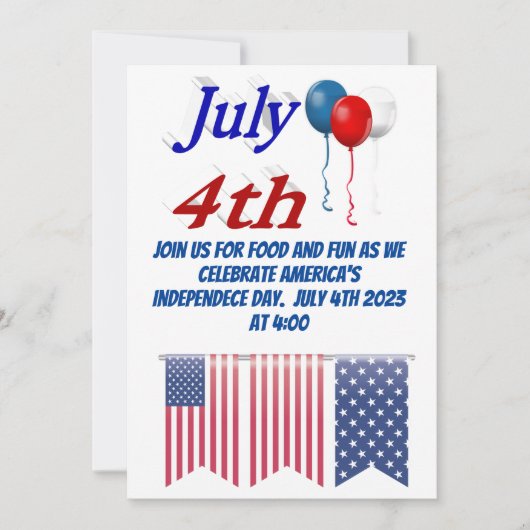 7月4日バルーン 招待状 (正面)