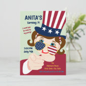 7月4日バースデーガールパーティの招待状 招待状 (スタンド正面)