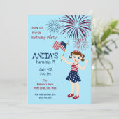 7月4日バースデーガールパーティの招待状 招待状 (スタンド正面)