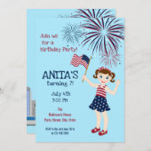 7月4日バースデーガールパーティの招待状 招待状 (正面/裏面)