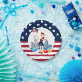 7月4日バースデーガール米国旗 ペーパープレート (パーティー)