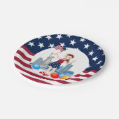 7月4日バースデーガール米国旗 ペーパープレート (アングル)