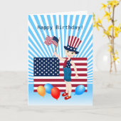 7月4日バースデーボーイとアメリカ国旗 カード (黄色い花)
