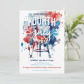 7月4日バーベキュークックアウトウォーターカラー 招待状 (スタンド正面)