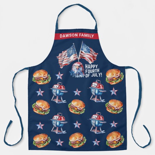 7月4日バーベキューパーソナライズされた第 エプロン (正面)
