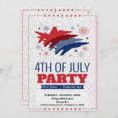 7月4日バーベキューパーティの招待状ジェット飛行機 招待状 (正面/裏面)