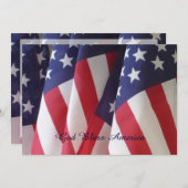 7月4日バーベキュー招待状,アメリカ国旗 招待状 (正面/裏面)