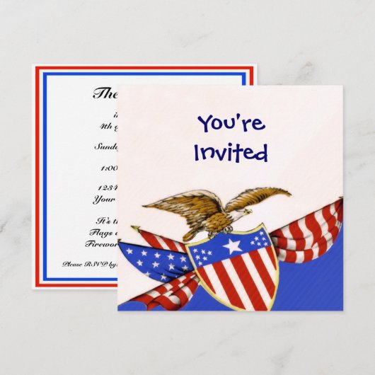 7月4日バーベキュー招待状 招待状 (正面/裏面)