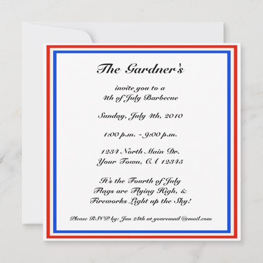7月4日バーベキュー招待状 招待状 (裏面)