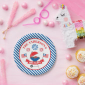 7月4日バーベキューBBQパーティー海軍ストライプの ペーパープレート (パーティー)