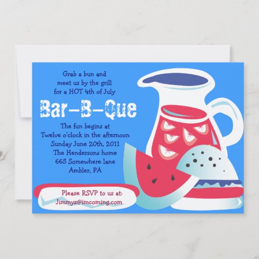 7月4日バー·B·ケ·サマーパーティの招待状 招待状 (正面)