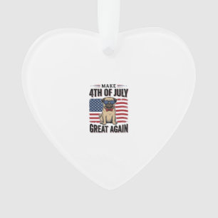 7月4日パグ愛国ビンテージTシャツデザイン_1 オーナメント