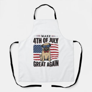 7月4日パグ愛国ヴィンテージTシャツデザイン_1 エプロン