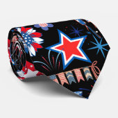 7月4日パターン01x4ブラックBG ネクタイ (ロール)