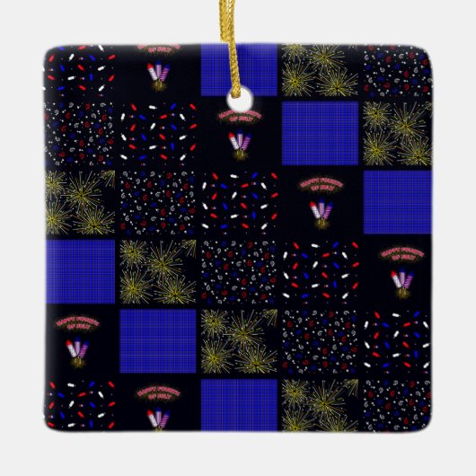 7月4日パッチワークパターン – 7月4日 セラミックオーナメント (正面)