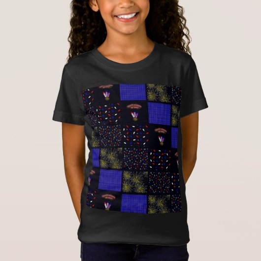 7月4日パッチワークパターン – 7月4日 Tシャツ (正面)