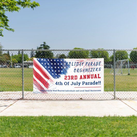 7月4日パレード赤白青会社夏季 横断幕 (インサイチュ)