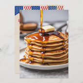 7月4日パンケーキ朝食の招待状 招待状 (正面/裏面)