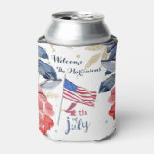 7月4日パーソナライズされた旗 缶クーラー (缶正面)