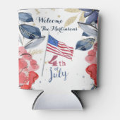 7月4日パーソナライズされた旗 缶クーラー (正面)