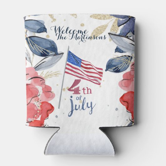 7月4日パーソナライズされた旗 缶クーラー (裏面)