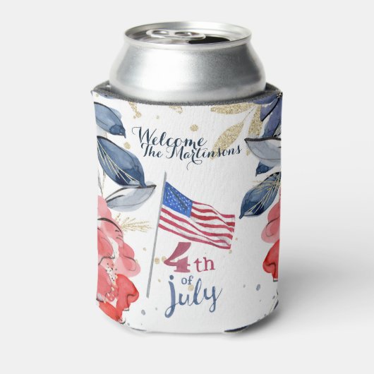 7月4日パーソナライズされた旗 缶クーラー (缶裏面)