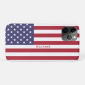 7月4日パーソナル化されたモノグラムのアメリカ合衆国の国旗 Case-Mate iPhoneケース (裏面(横))