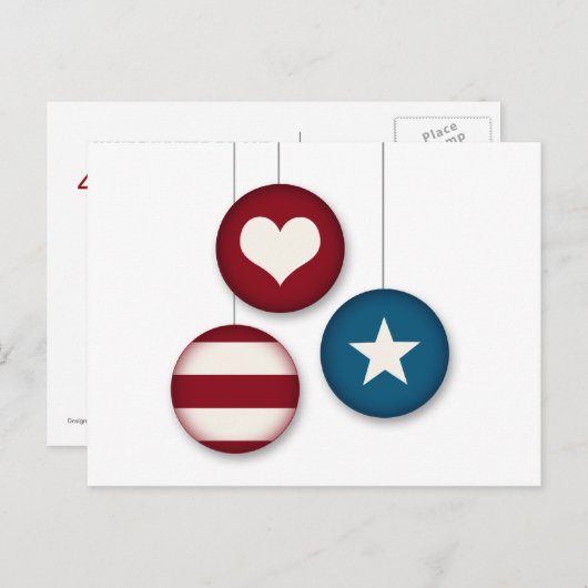 7月4日パーティの招待状はがき インビテーションポストカード (正面/裏面)