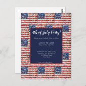 7月4日パーティの招待状はがき ポストカード (正面/裏面)