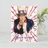 7月4日パーティの招待状テンプレート 招待状 (スタンド正面)