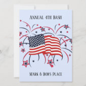 7月4日パーティの招待状ブルー 招待状 (裏面)