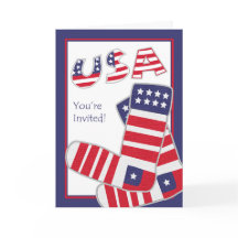 7月4日パーティの招待状愛国靴下