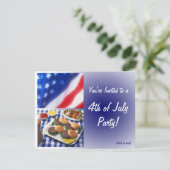 7月4日パーティの招待状、バーガーと国旗 招待状 (スタンド正面)