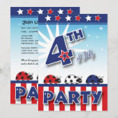 7月4日パーティの招待状 招待状 (正面/裏面)