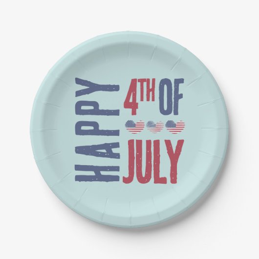 7月4日パーティーかわいいアメリカ国旗の愛国心 ペーパープレート (正面)