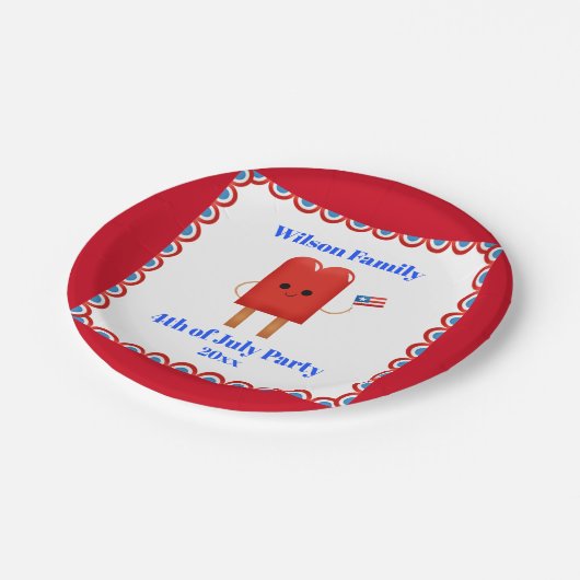 7月4日パーティーかわいい愛国的なポップス ペーパープレート (アングル)