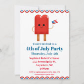 7月4日パーティーかわいい愛国的なポップス 招待状 (正面)