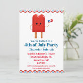 7月4日パーティーかわいい愛国的なポップス 招待状 (スタンド正面)
