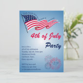 7月4日パーティーでアメリカ国旗と花火を持つ 招待状 (スタンド正面)