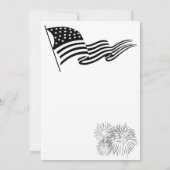 7月4日パーティーでアメリカ国旗と花火を持つ 招待状 (裏面)