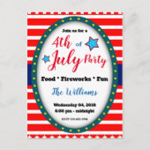 7月4日パーティーのお誘いポストカード インビテーションポストカード (正面)
