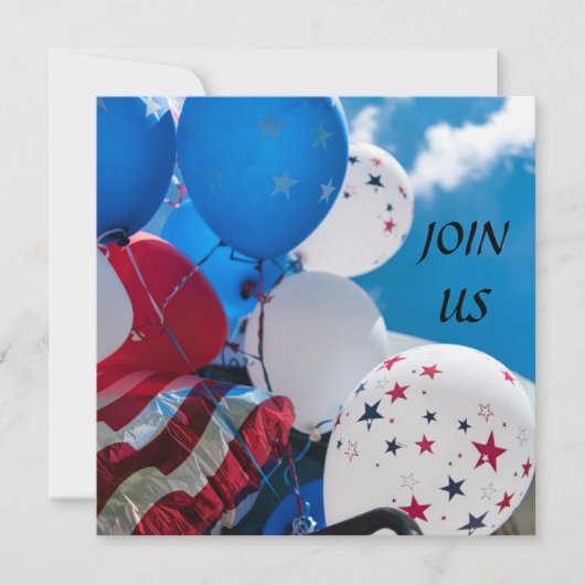 **7月4日パーティーのお誘い** 招待状 (正面)